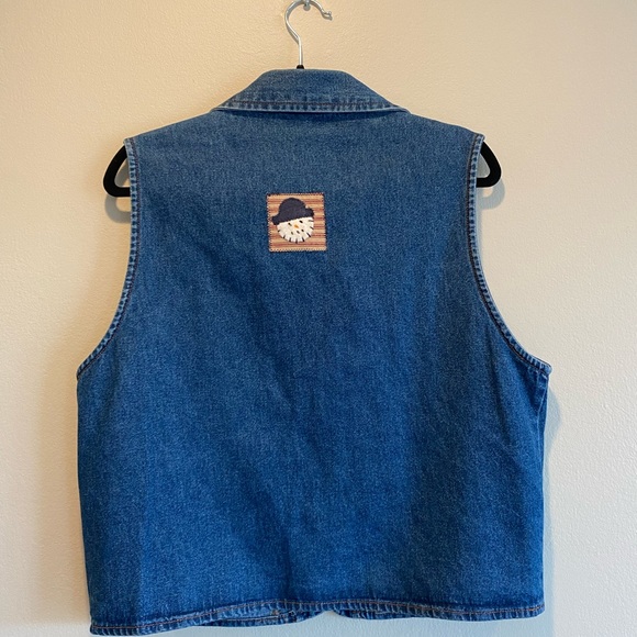 Vintage Snowman Denim Vest Cottage Core Christmas Outfit - Picture 6 of 7